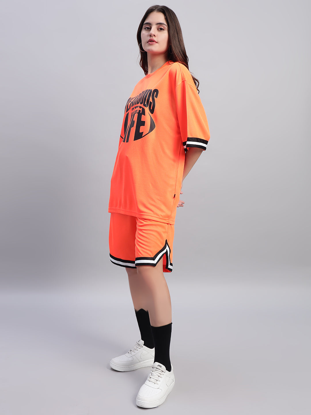 Women's Chronic Colorblock  Co-Ord Set (Orange)