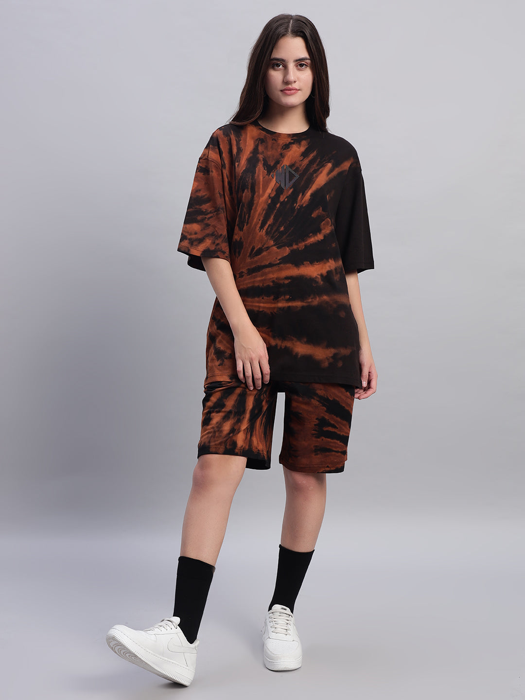 WOMEN'S HUSTLER TIE-DYE CO-ORD SET (BLACK)