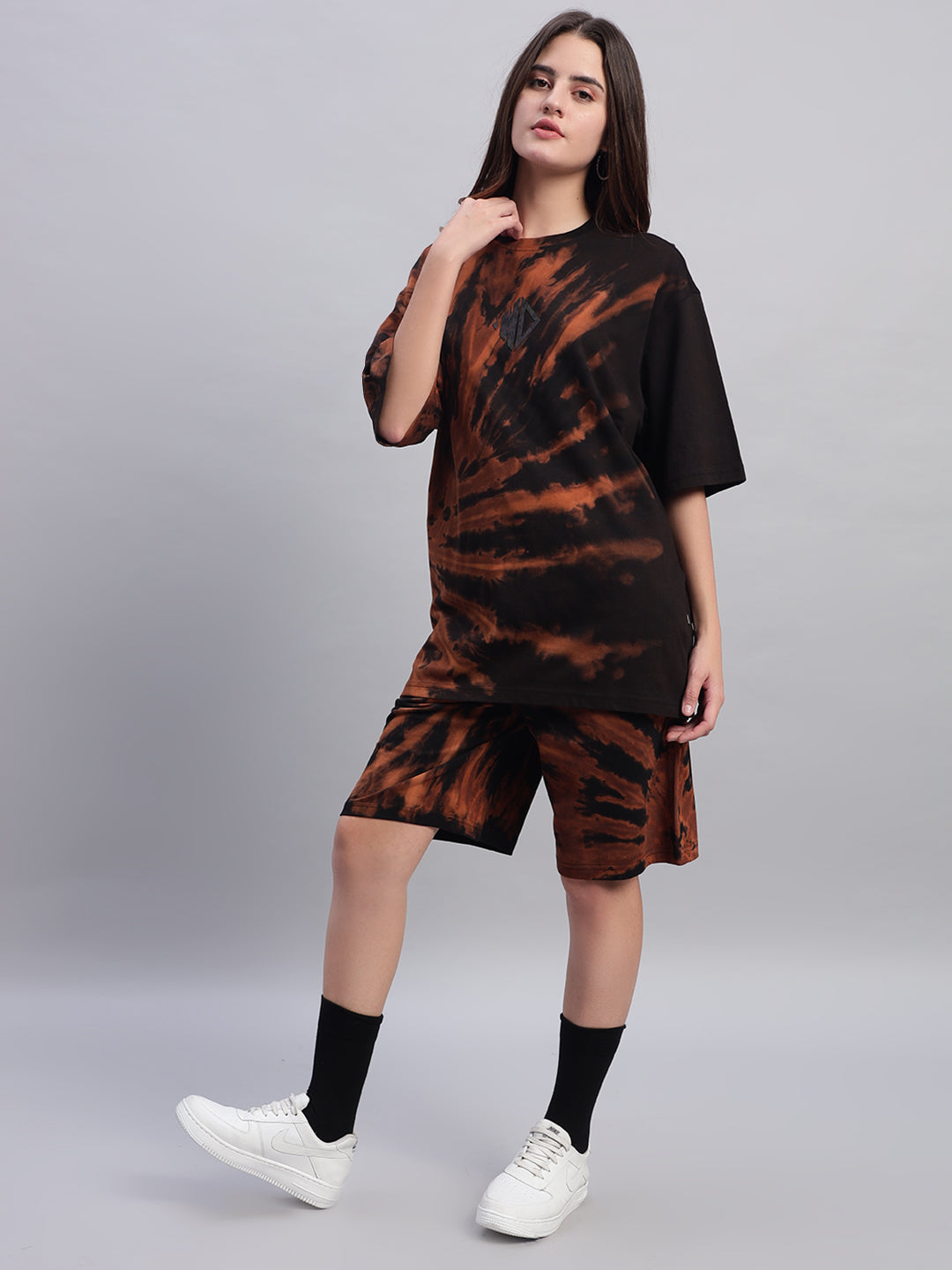 WOMEN'S HUSTLER TIE-DYE CO-ORD SET (BLACK)