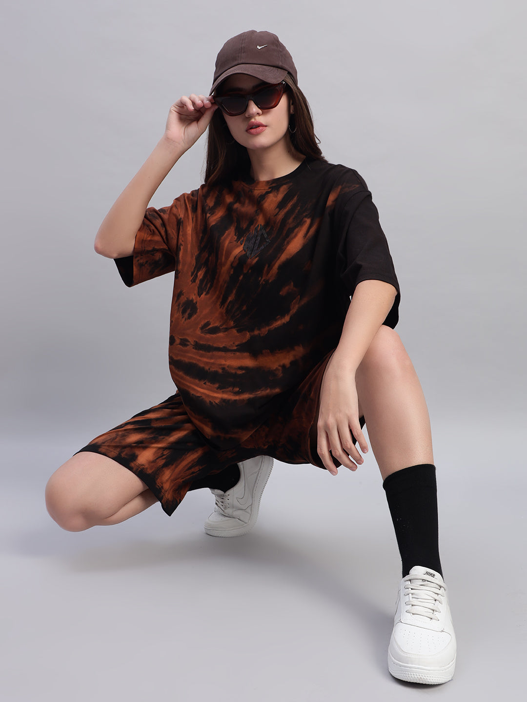 WOMEN'S HUSTLER TIE-DYE CO-ORD SET (BLACK)