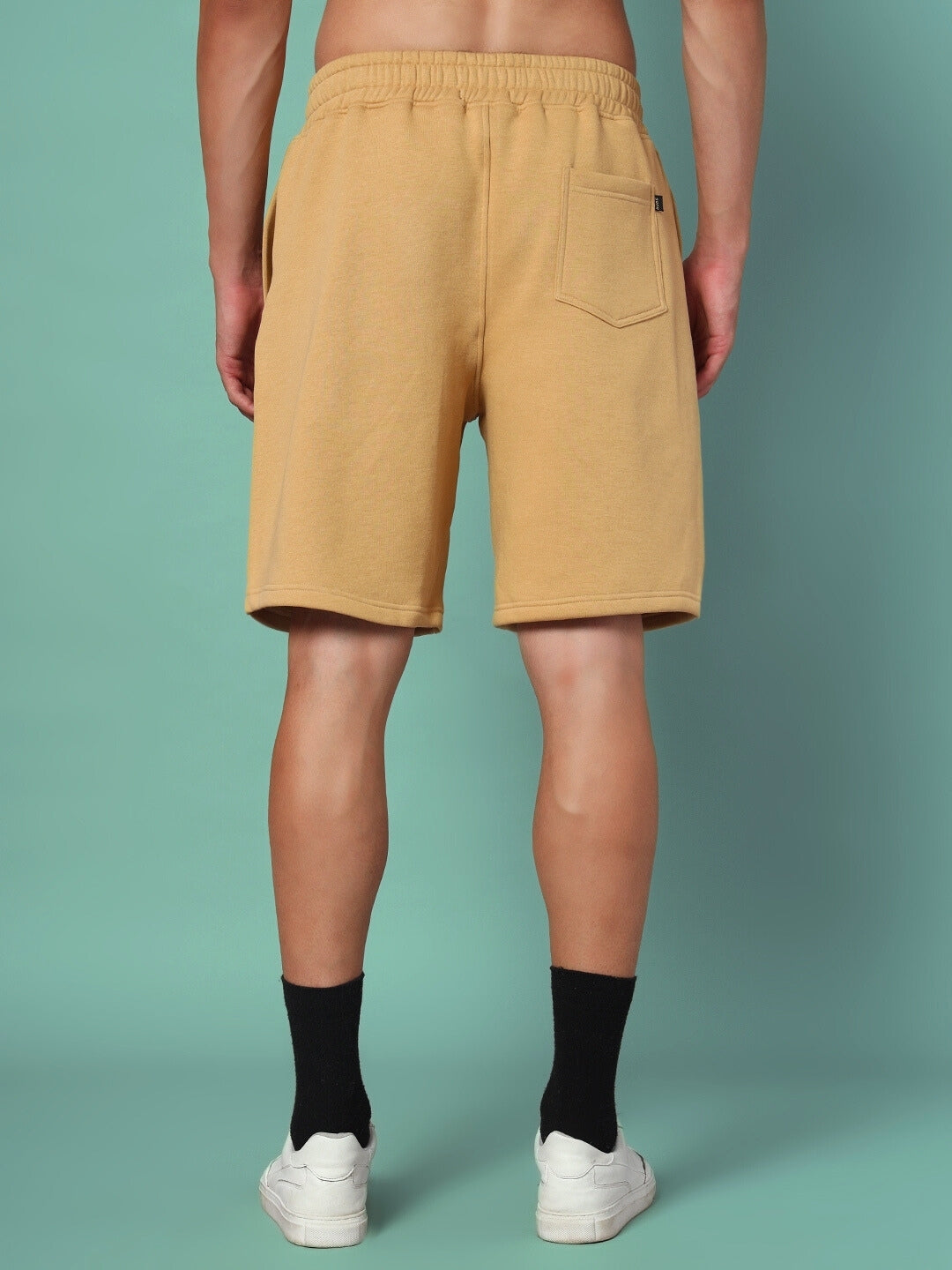 Happy Regular Fit Fleece Shorts (Beige)