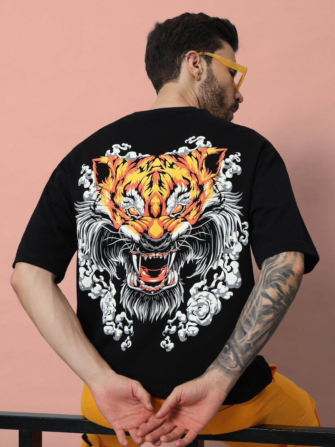 Leo Puff Print Over-Sized T-Shirt (Black)