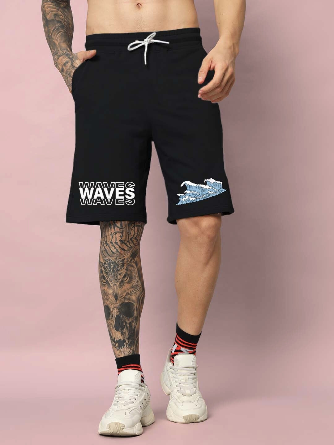 3D Waves Regular Fit Shorts (Black)