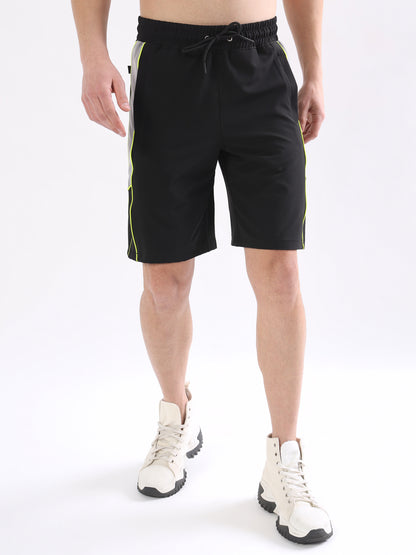 Boomer Shorts (Black With Neon Green Piping)