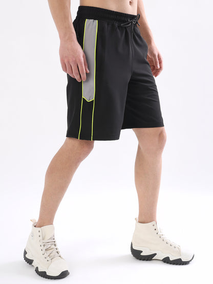 Boomer Shorts (Black With Neon Green Piping)