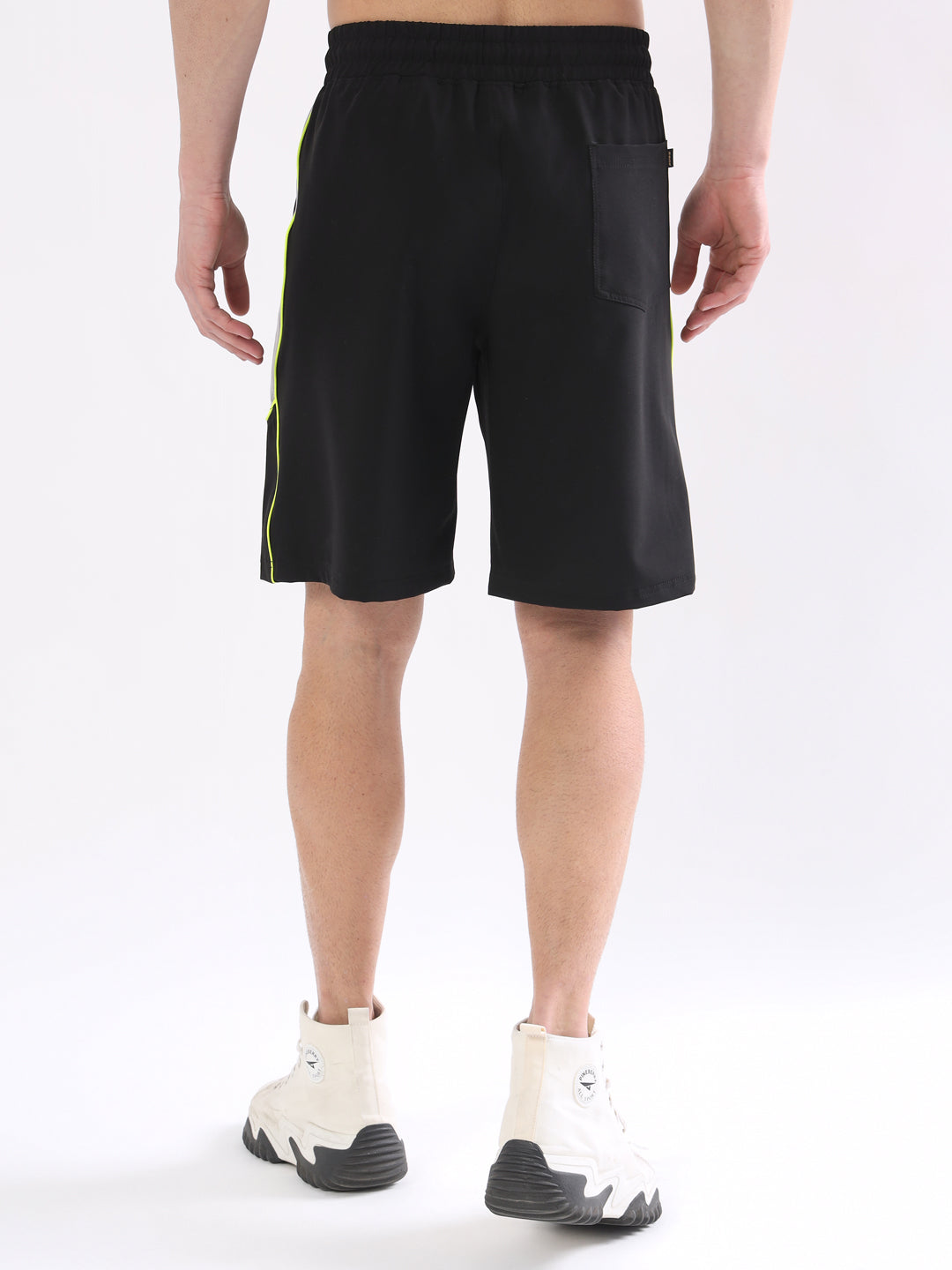 Boomer Shorts (Black With Neon Green Piping)