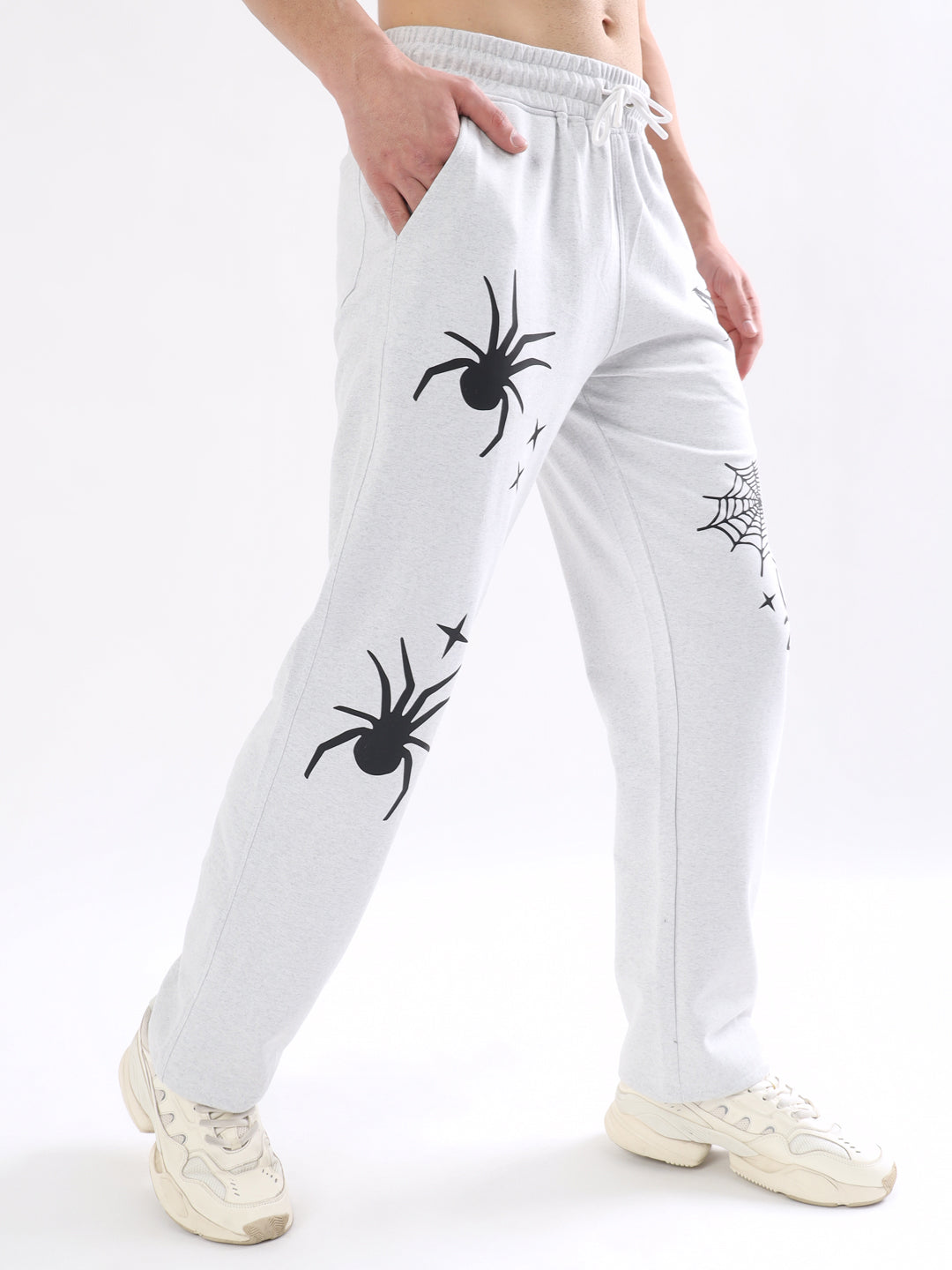SPIDER WEBBED RELAXED JOGGER (LIGHT GREY)