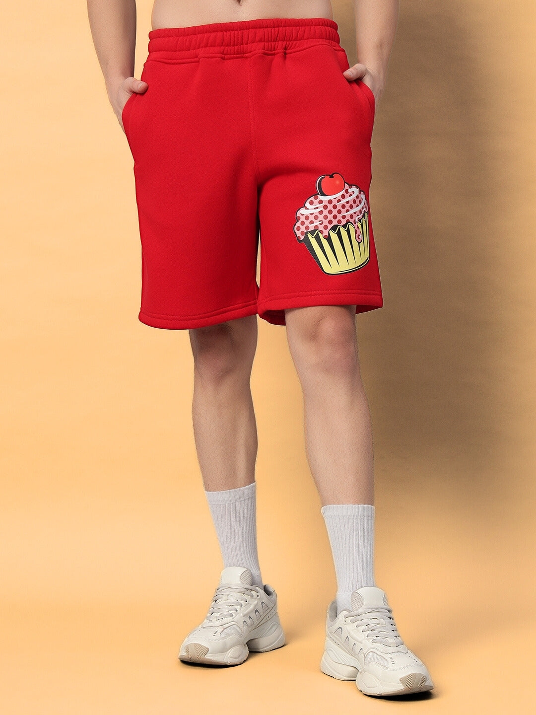 Cupcake Fleece Shorts (Red)