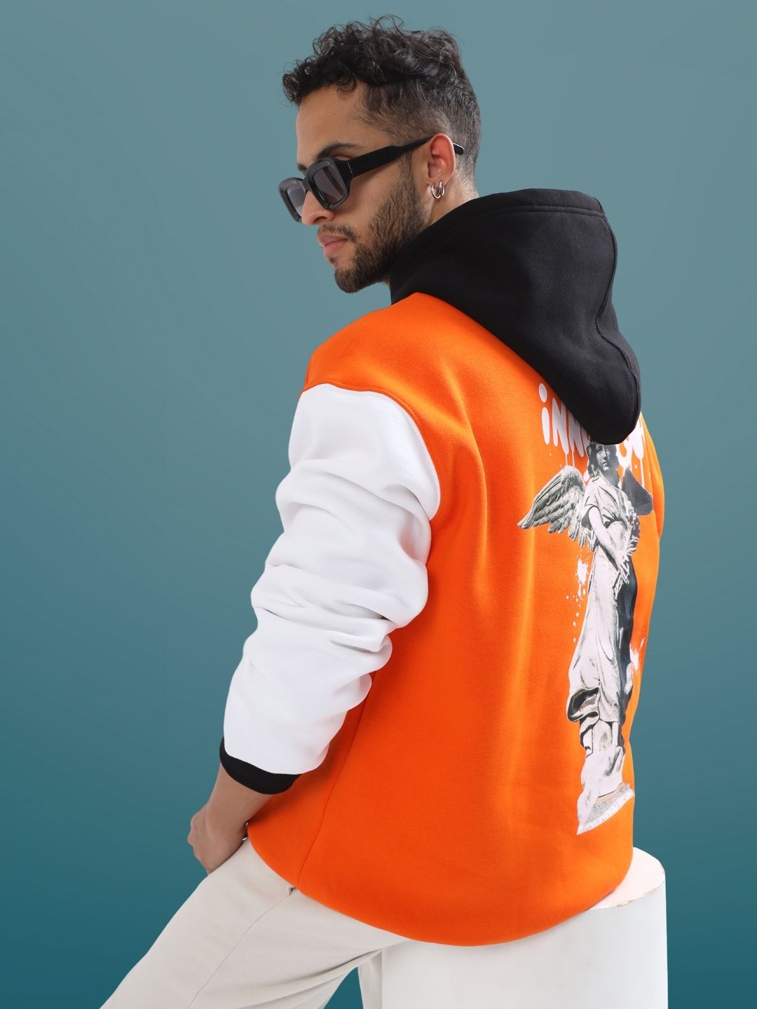 Innocent Colorblock Oversize Hoodie (Orange) - Wearduds