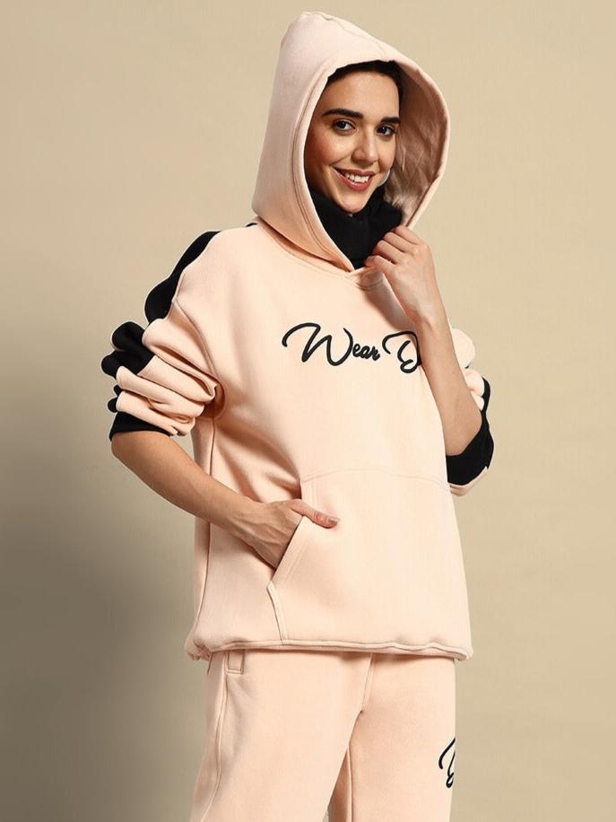 WOMEN'S REGIMENT FLEECE HOODIE (BEIGE-BLACK)