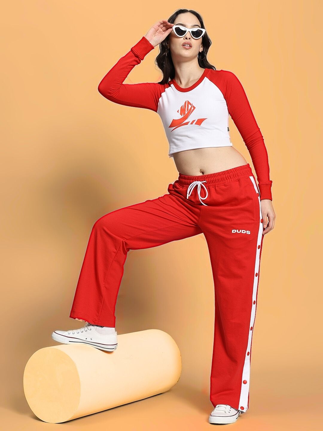 WOMEN'S EZEL CO-ORD SET (RED-WHITE)