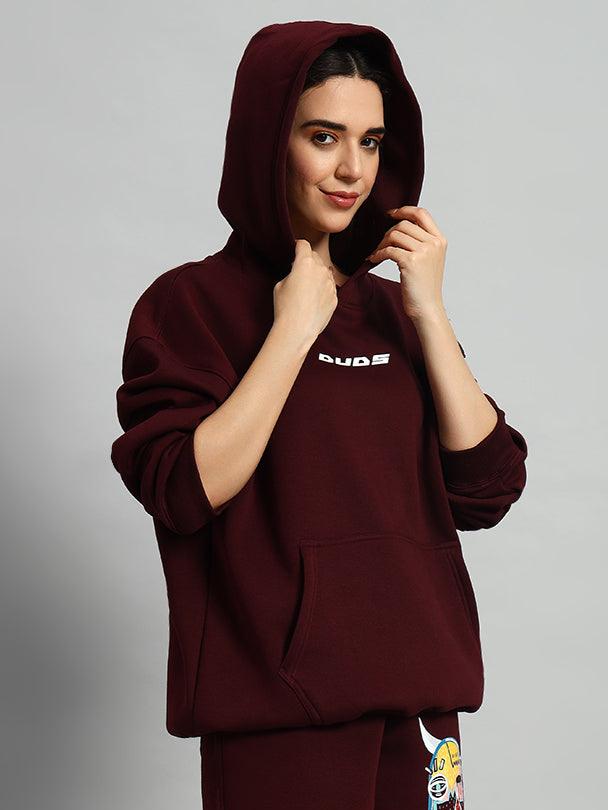 WOMEN'S JUMBLED HOODIE (WINE)