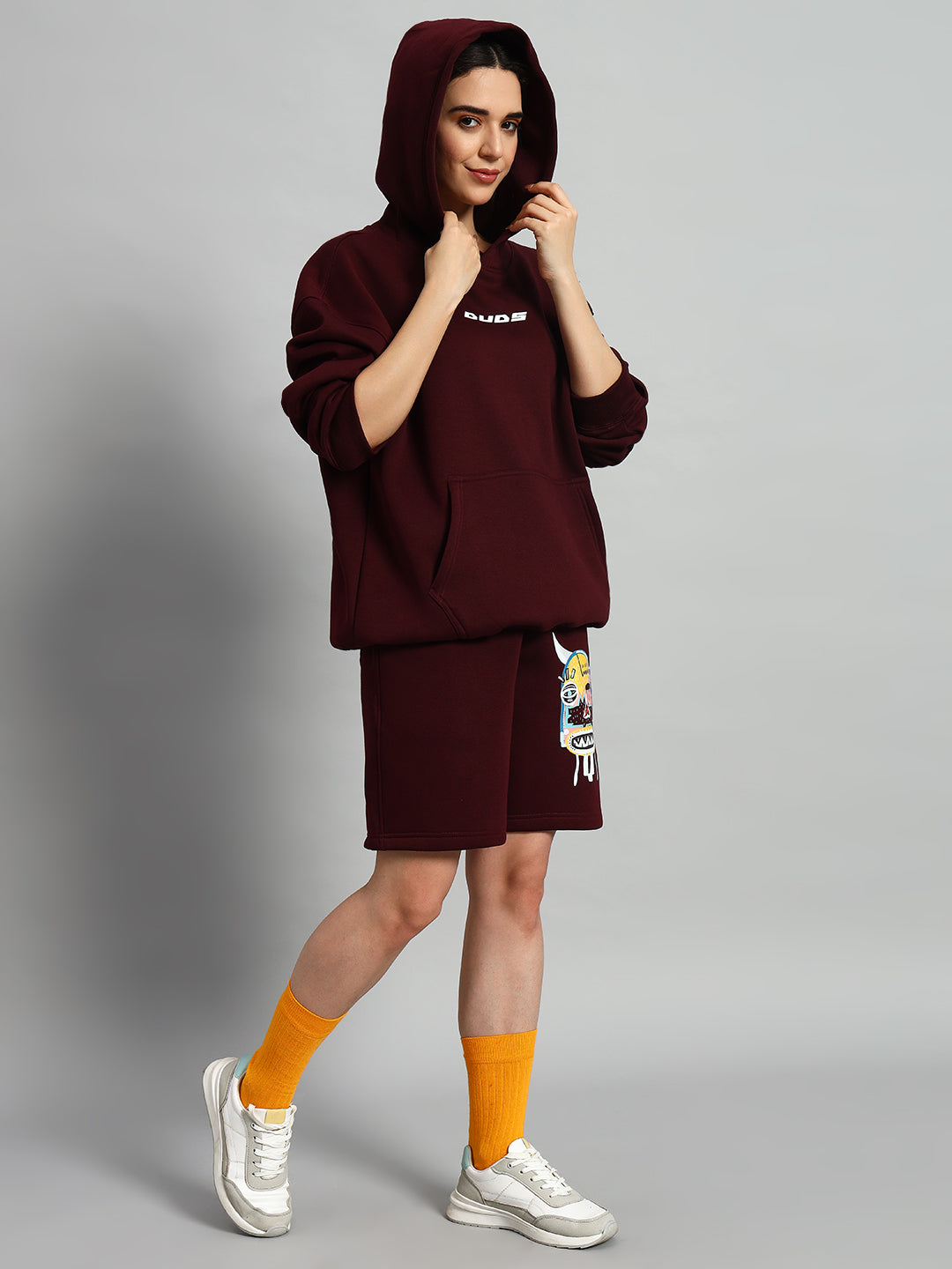 WOMEN'S JUMBLED FLEECE CO-ORD (WINE)