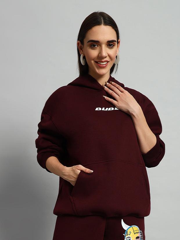 WOMEN'S JUMBLED HOODIE (WINE)