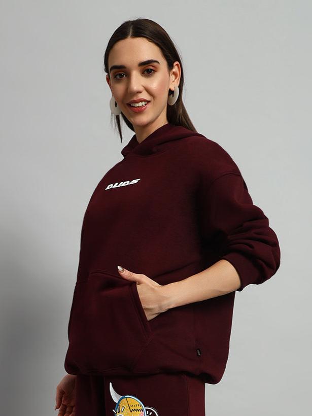 WOMEN'S JUMBLED HOODIE (WINE)