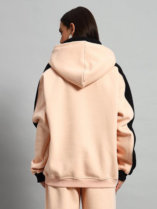 WOMEN'S REGIMENT FLEECE HOODIE (BEIGE-BLACK)