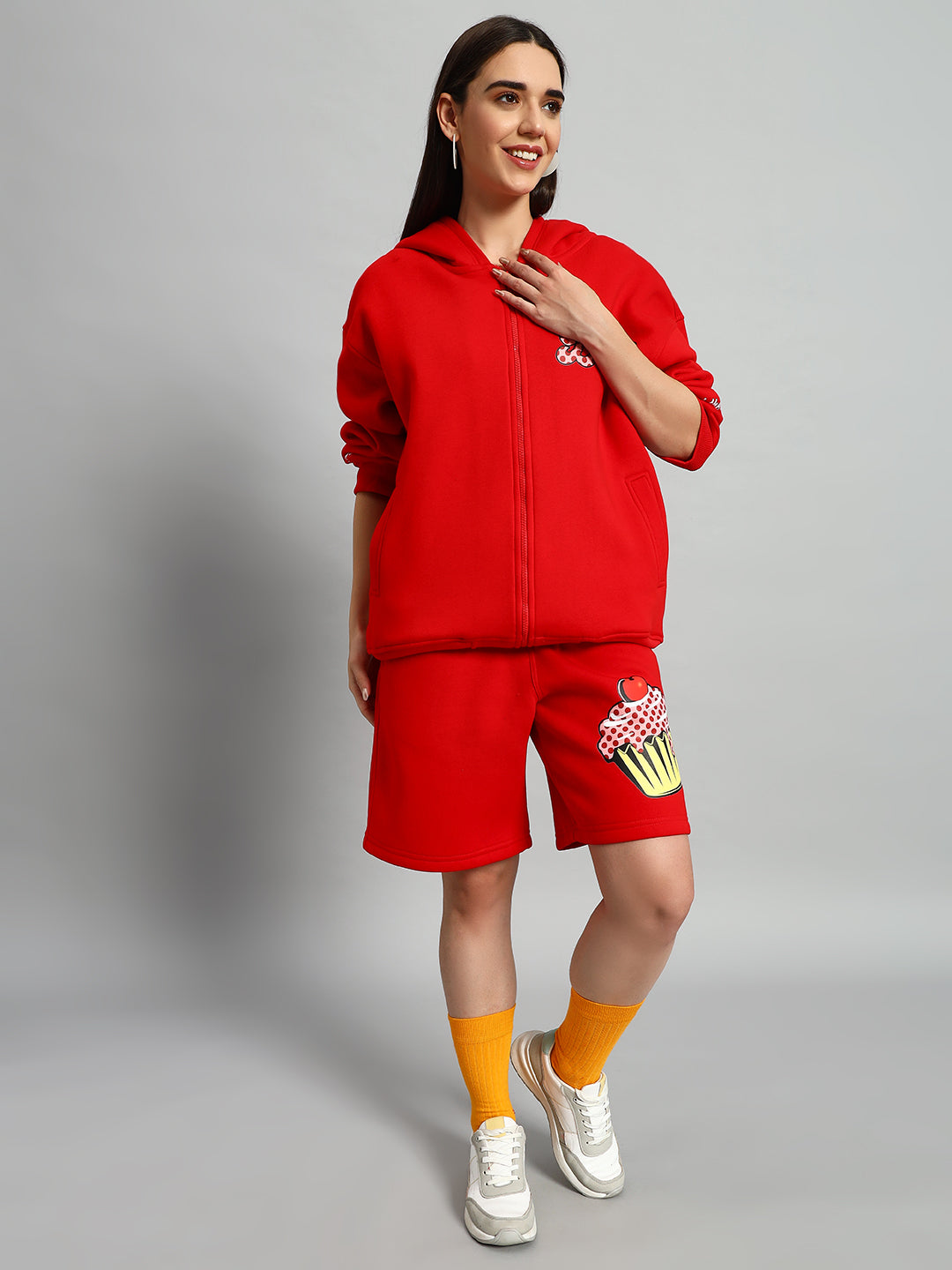 Women's Cupcake Fleece Co-Ord (Red)