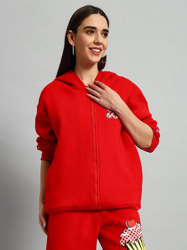 Women's Cupcake Fleece Hoodie (Red)