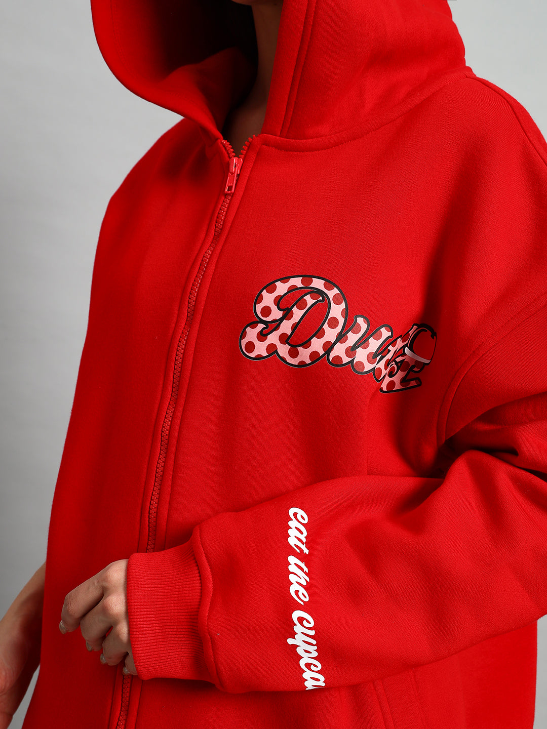 Women's Cupcake Fleece Hoodie (Red)