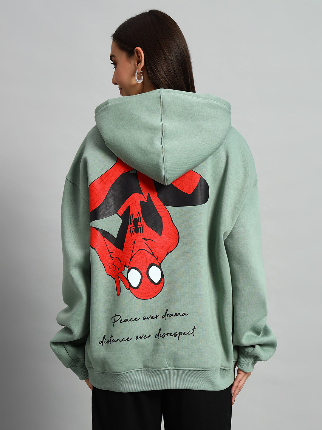 Women's Spiderman Oversized Hoodie (Jade Green)