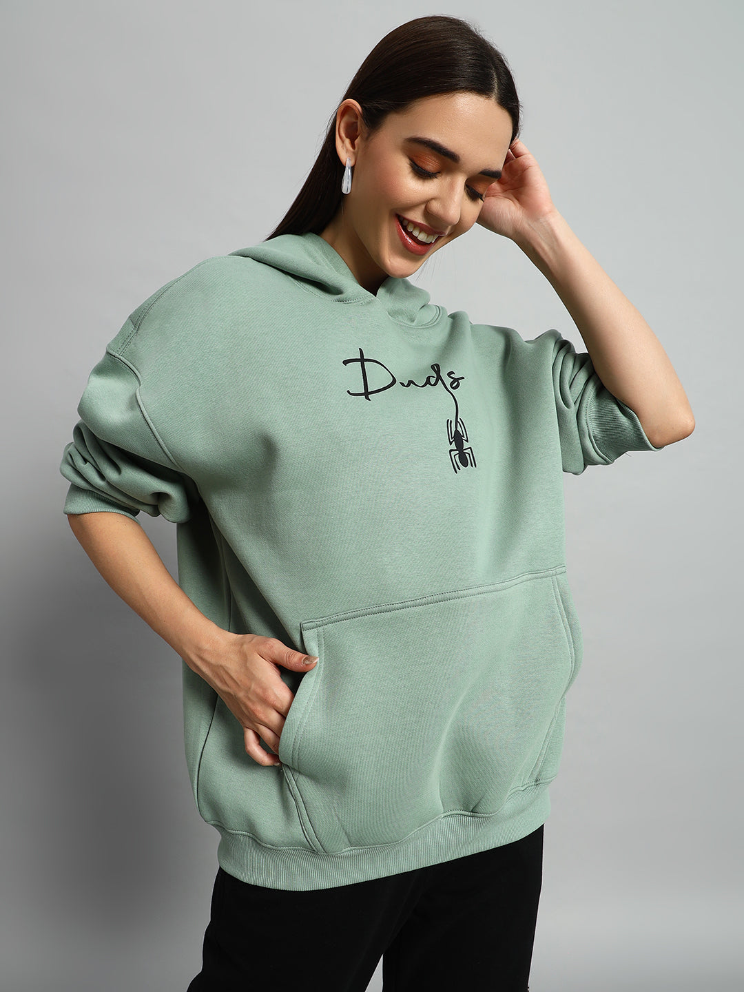 Women's Spiderman Oversized Hoodie (Jade Green)