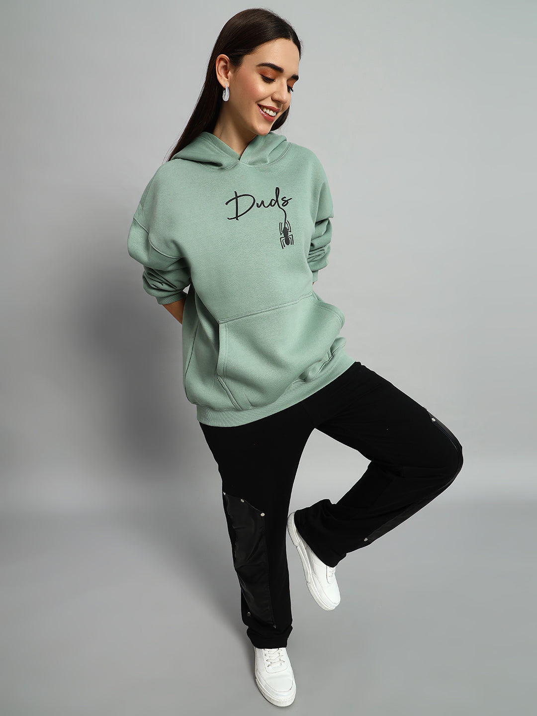 Women's Spiderman Oversized Hoodie (Jade Green)