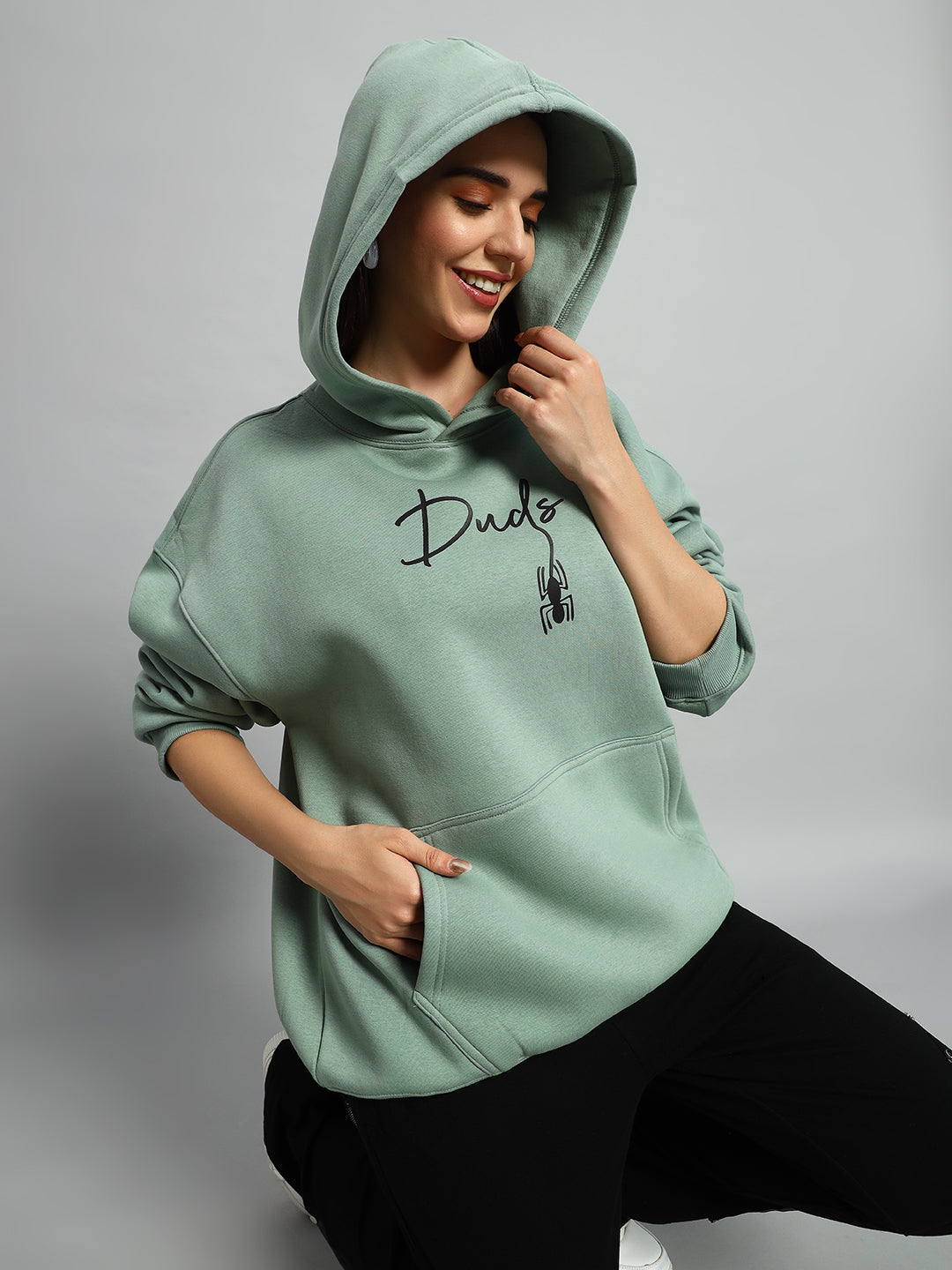 Women's Spiderman Oversized Hoodie (Jade Green)