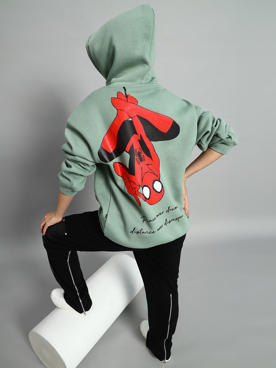 Women's Spiderman Oversized Hoodie (Jade Green)