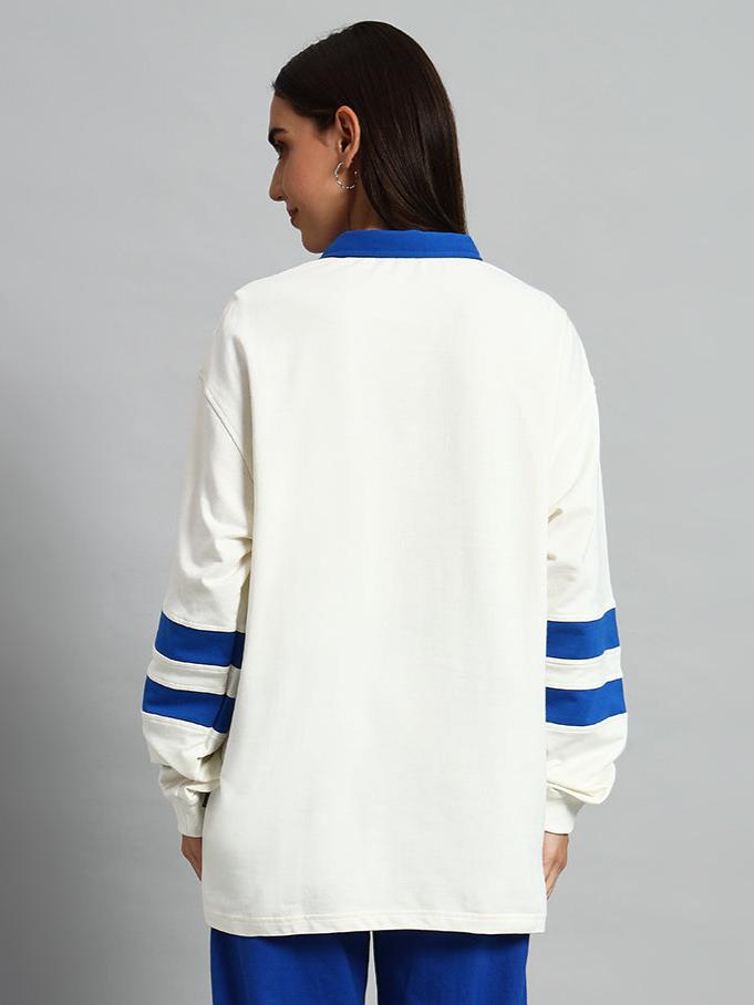 Women's Love Dreams Oversized Sweatshirt (Off White-Royal Blue)