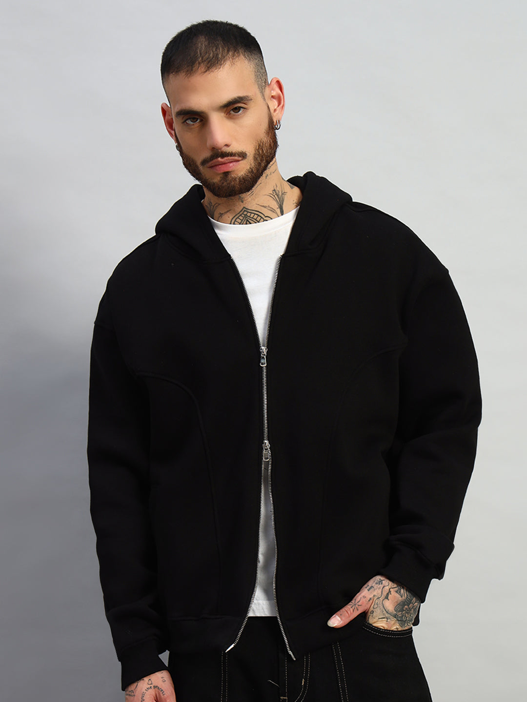 Twofold Zipper Hoodie (Black)