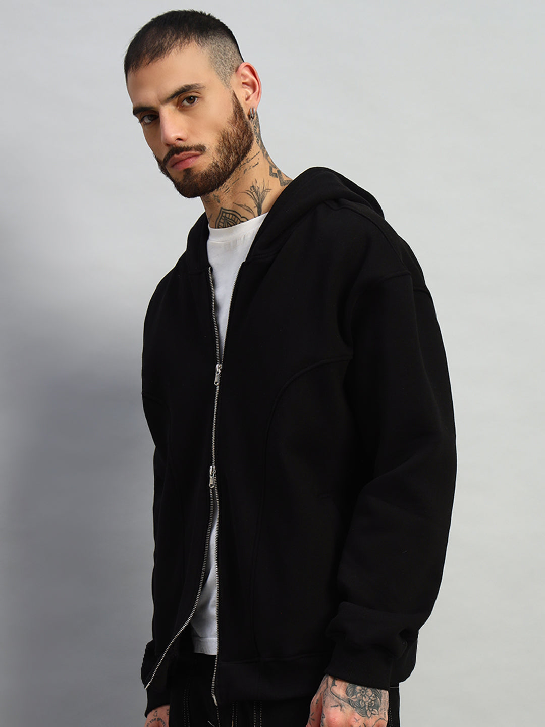 Twofold Zipper Hoodie (Black)