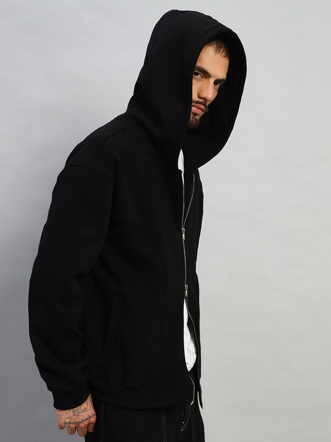 Twofold Zipper Hoodie (Black)