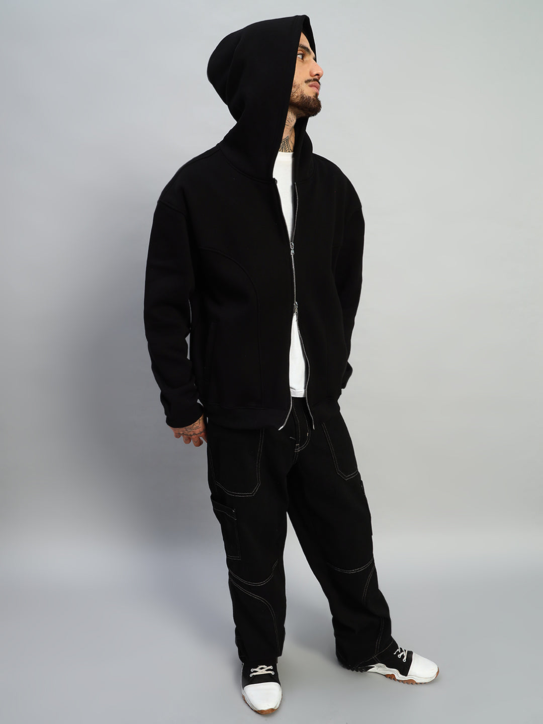 Twofold Zipper Hoodie (Black)