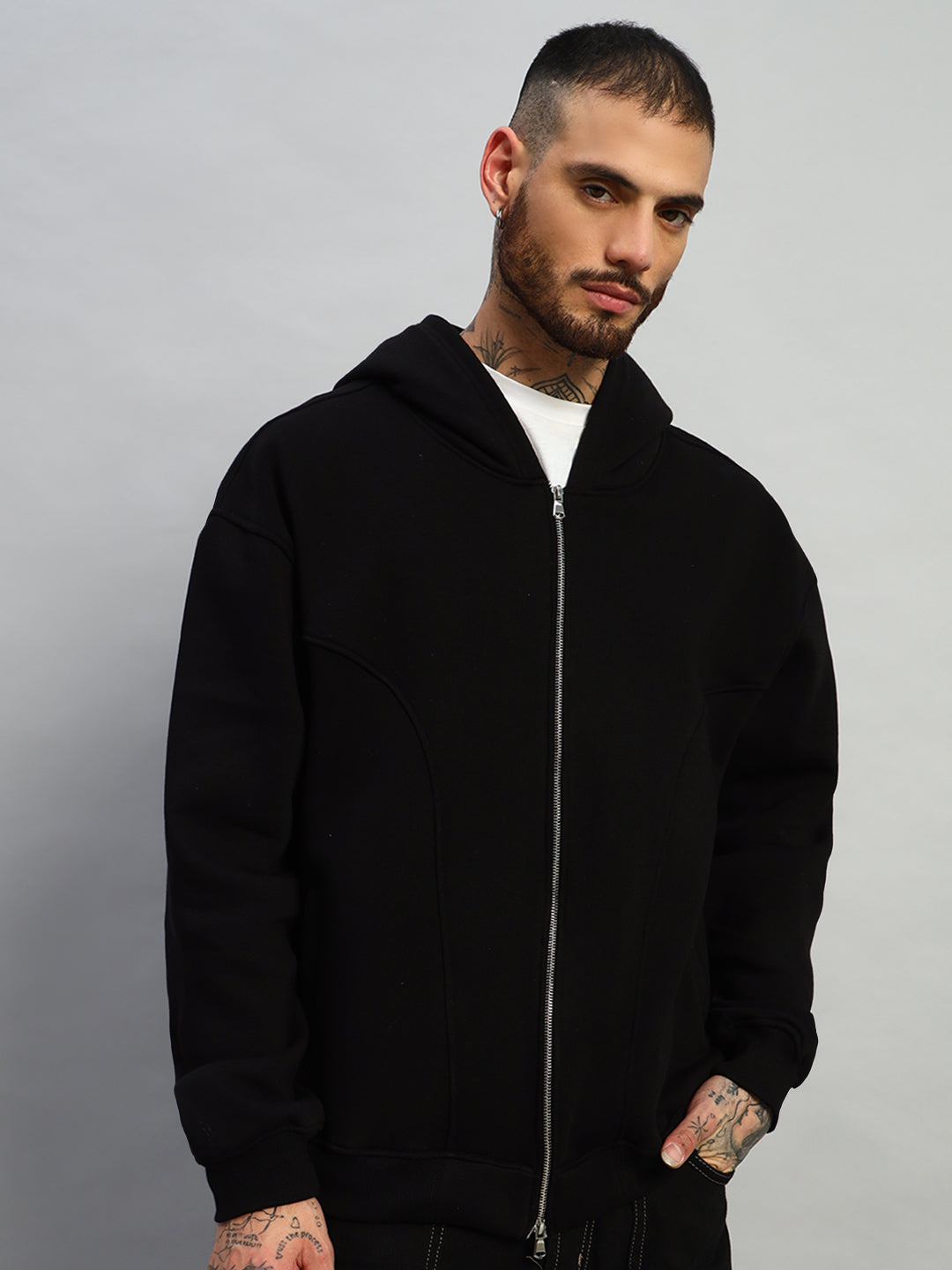 Twofold Zipper Hoodie (Black)