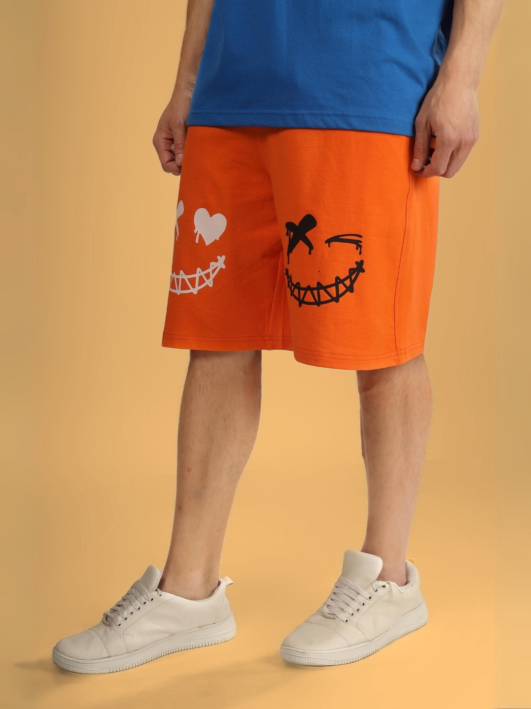 Evil Smile Regular Fit Shorts (Orange)