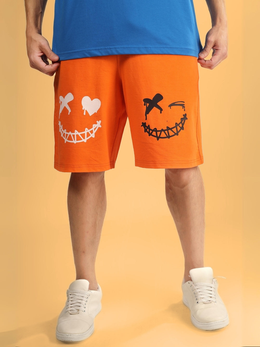 Evil Smile Regular Fit Shorts (Orange)