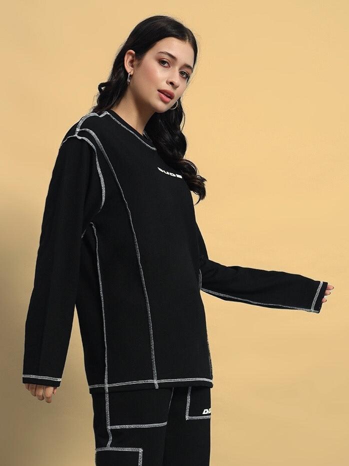 Women's Dynamic Oversized Sweatshirt (Black)