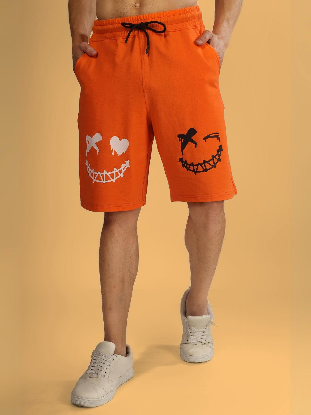 Evil Smile Regular Fit Shorts (Orange)