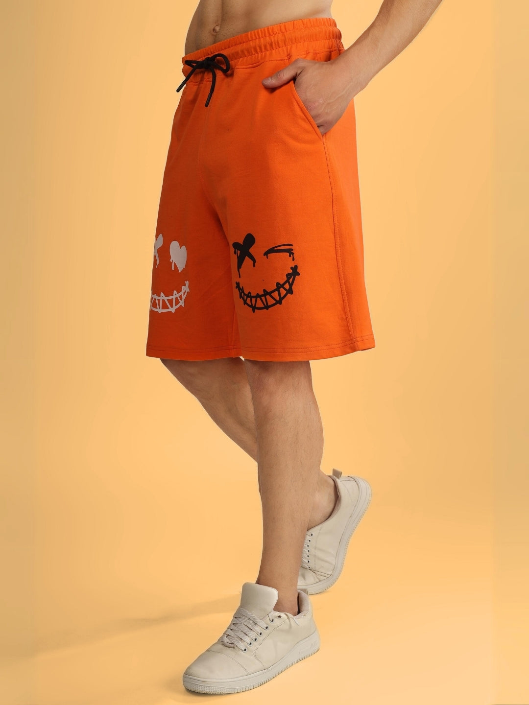 Evil Smile Regular Fit Shorts (Orange)