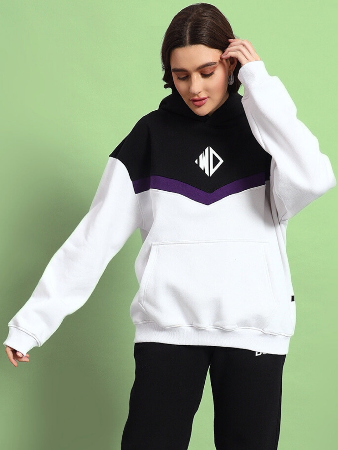 Women's Harley Colorblock Hoodie (White-Purple)