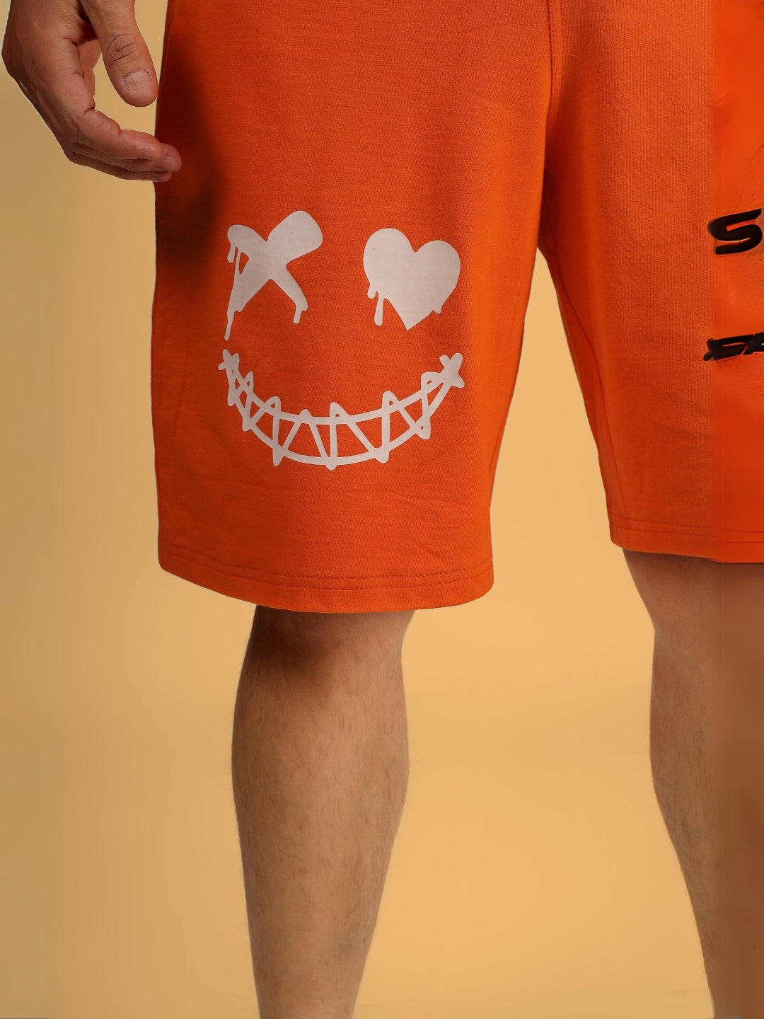 Evil Smile Regular Fit Shorts (Orange)