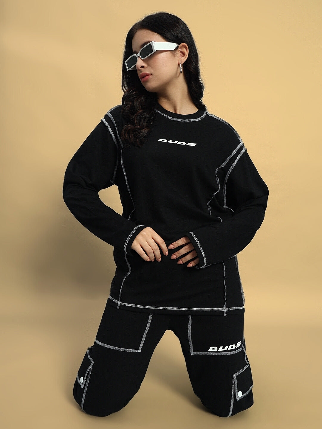 WOMEN'S DYNAMIC OVERSIZED CO-ORD SET (BLACK)