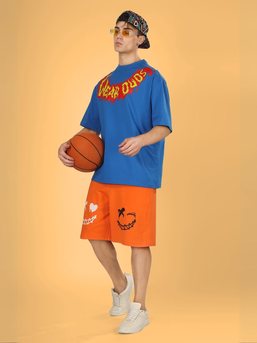 Evil Smile Regular Fit Shorts (Orange)
