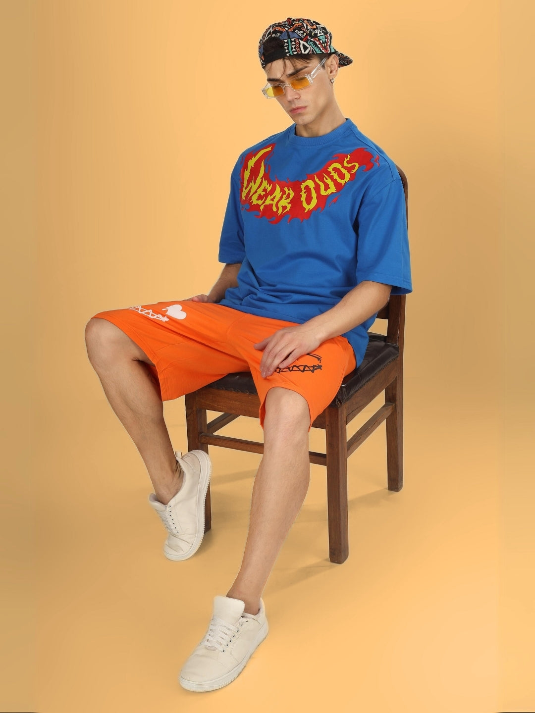 Evil Smile Regular Fit Shorts (Orange)