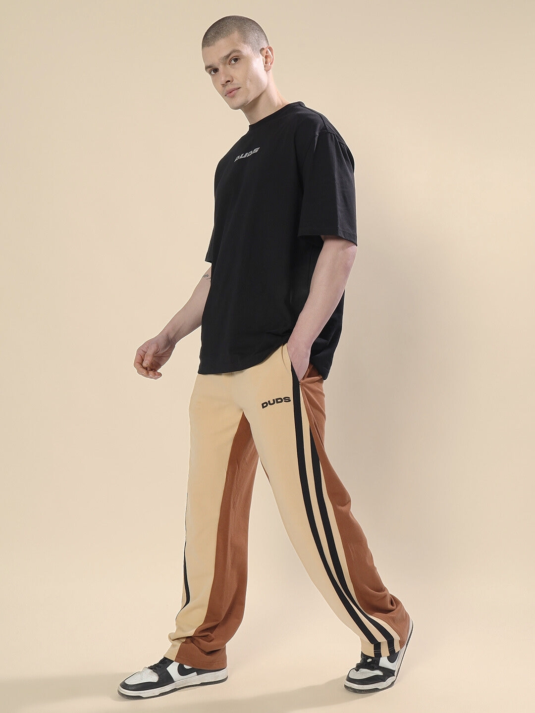 SKATER KOREAN BAGGY JOGGERS (CREAM BROWN)