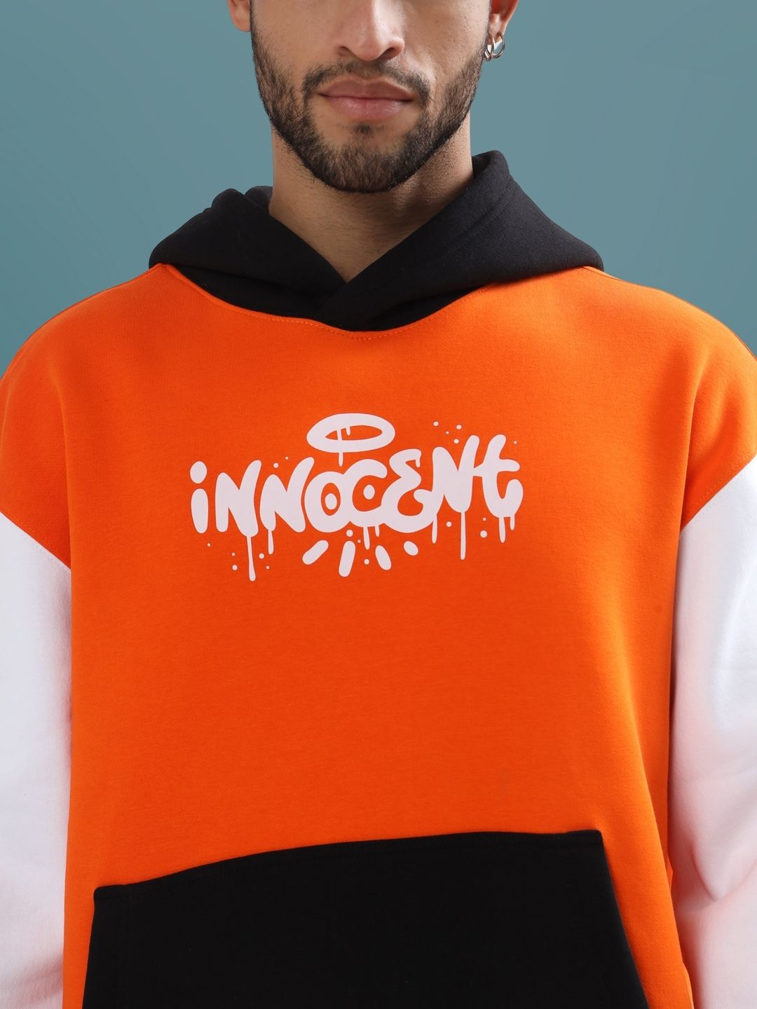 Innocent Colorblock Oversize Hoodie (Orange) - Wearduds