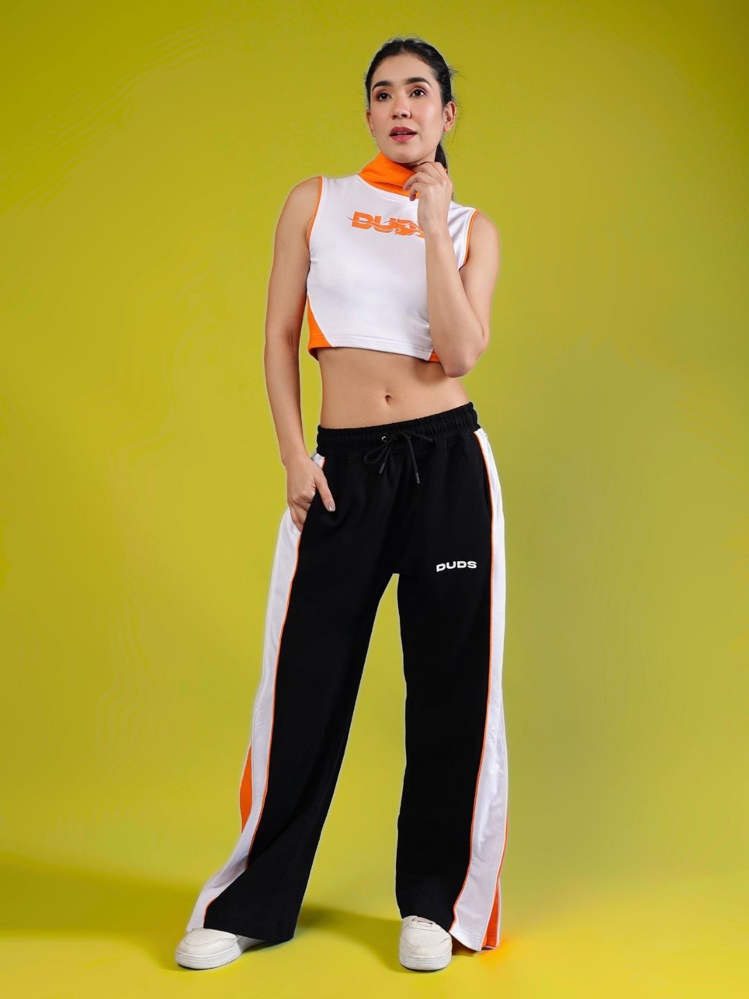 WOMEN'S MYSKY CO-ORD SET (WHITE BLACK ORANGE)