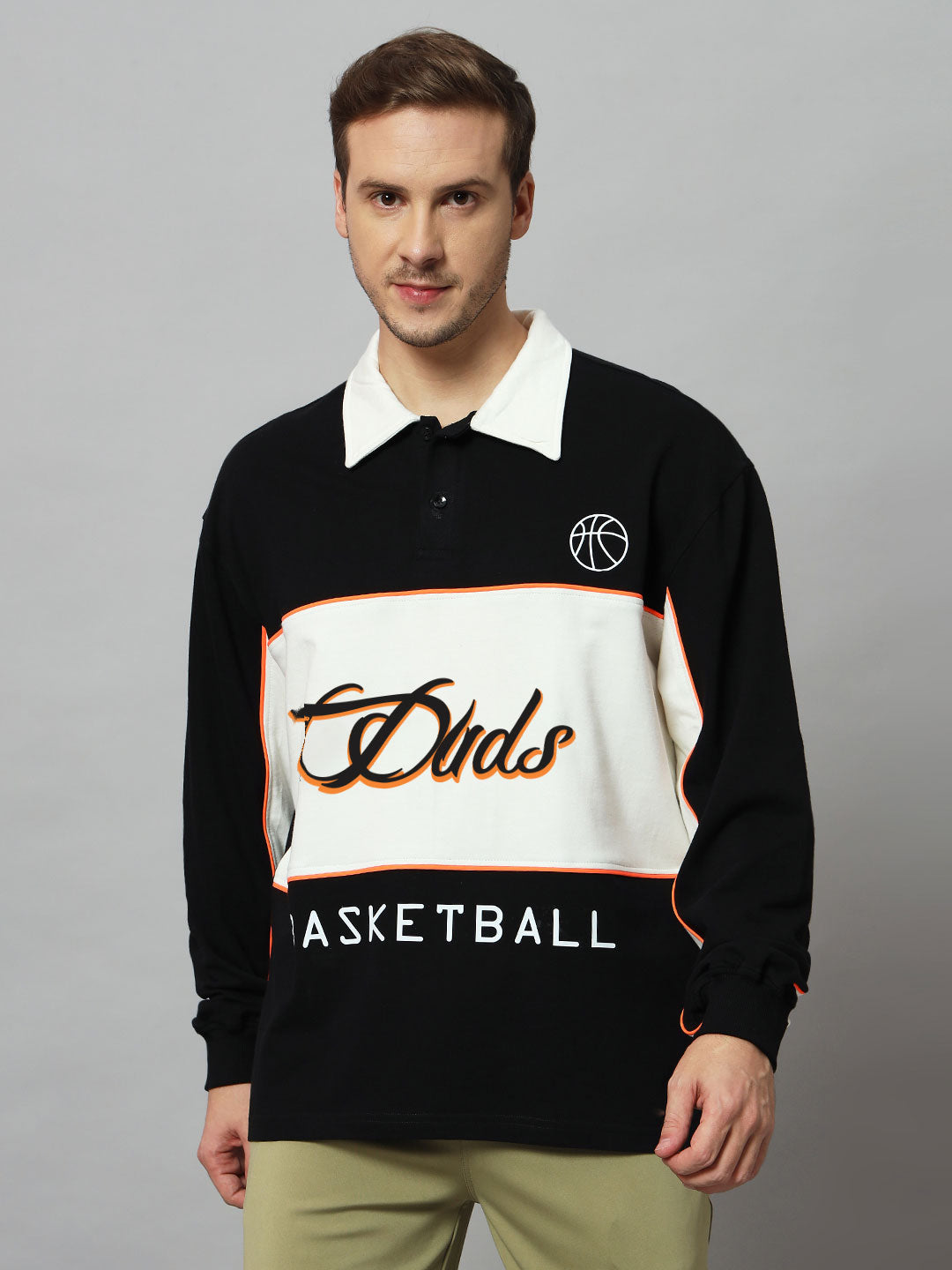 B-BALL OVERSIZED SWEATSHIRT (BLACK-OFF WHITE)