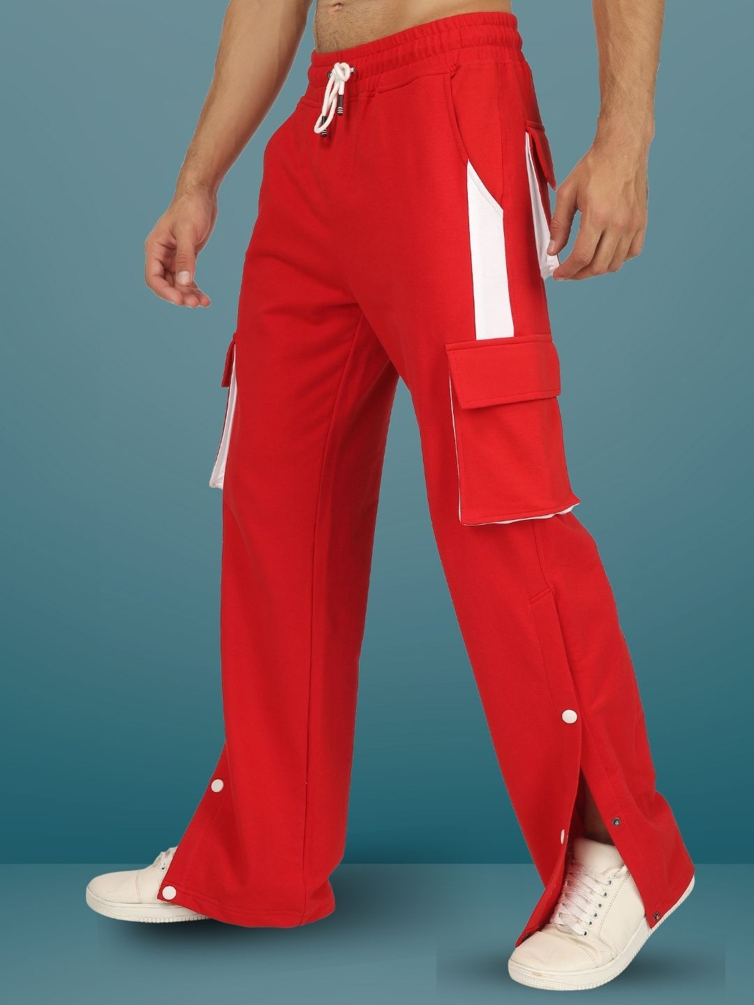 Petite Red Pocket Detail Cargo Pants