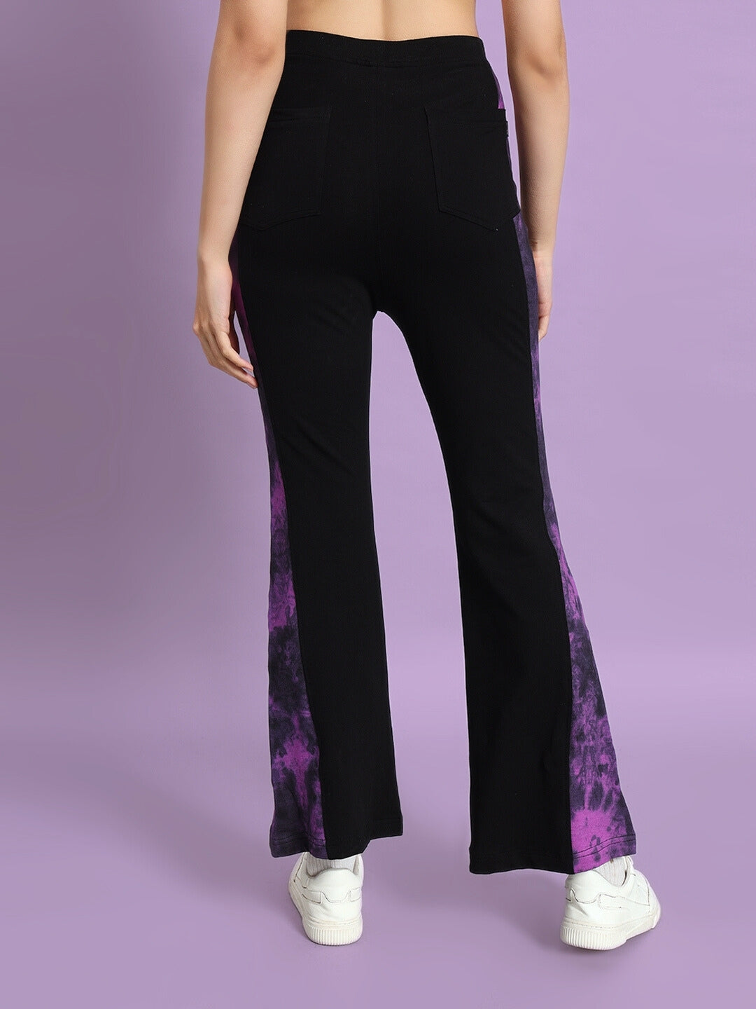 VIOLA TIE DYE PANEL BOOT CUT PANT (BLACK-PURPLE)